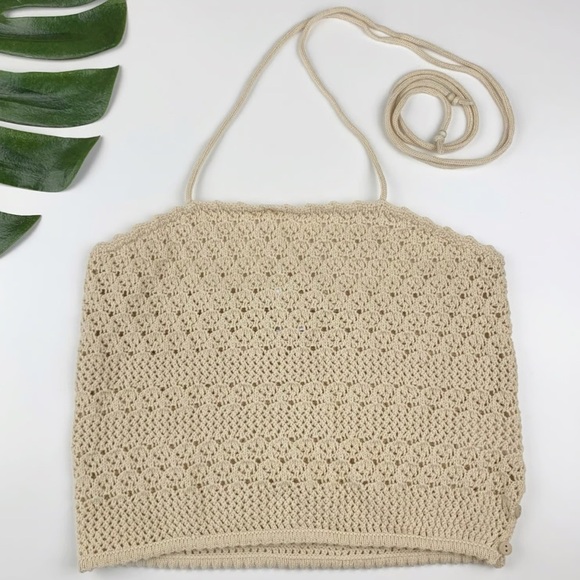 House of Harlow 1960 Cream Crochet Halter Top NWT Size M - Picture 1 of 8